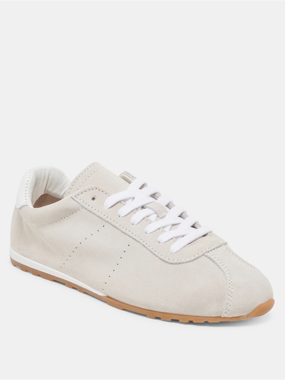 Dolce Vita Women's Suede Sneakers in Light Cream with Gum Sole
